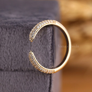 Anillo de Boda Abierto de Oro Sólido de 14K con Certificación IGI, Corte Brillante, Diamante Cultivado en Laboratorio, Banda de Aniversario Minimalista con Espacio Abierto - Product Image 5