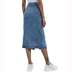 Jupe en jean taille haute à simple boutonnage, style européen et américain, tendance pour femme - Product Image 4