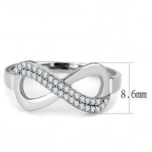 DA054 High Polished Stainless Steel <b>Ring</b> with AAA Grade Clear CZ Dishes & <b>Plates</b> - Product Image 2