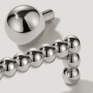 Brushed Brass Beaded T <b>Bar</b> Cabinet Knob Modern Round Drawer <b>Pull</b> Gold Furniture Handle Kitchen Cupboard Door Hardware - Product Image 4