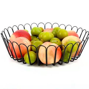 Panier à fruits en métal de qualité supérieure avec un design contemporain en fil métallique ouvert pour le comptoir de cuisine, solution de rangement pour fruits frais - Product Image 1