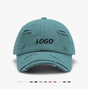 Casquette Snapback en Coton Déchirée à 6 Panneaux, Réglable, Unisexe, Style Urbain, Couleur Unie, Chapeau Décontracté pour Printemps-Été - Product Image 1
