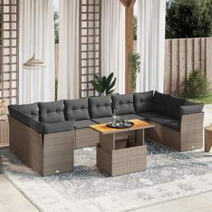 Conjunto de Sofás Modulares Grandes de Ratán PE Gris para Jardín, Colección Premium de Muebles para Exteriores - Product Image 1