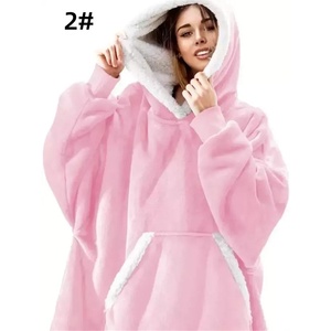Sudadera con capucha de gran tamaño Manta con mangas sudadera a cuadros Invierno Polar con capucha mujer bolsillo mujer Otoño-Invierno, uno - Product Image 5
