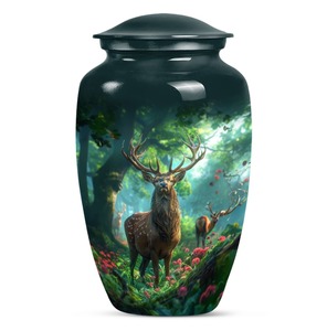 Harmonious deer tribute unique human <b>ashes</b> cremation urn memorial <b>keepsake</b> decorative remembrance tribute vessel - Product Image 1