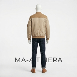 Chaqueta bomber beige marrón para hombre, ropa de calle, chaquetas de invierno para hombre, chaqueta al por mayor para hombre, chaqueta informal de moda. - Product Image 4