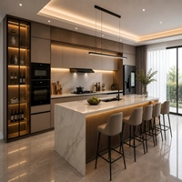 Fabricant d'armoires de cuisine sur mesure OEM, armoires de cuisine modulaires, matériau imperméable, tiroirs à fermeture douce pour projets résidentiels