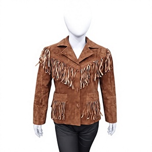 Nabtay Sports Suede Woven Stand Vintage Breathable Lightweight Winter Moto <b>Jacket</b> Fringe Studs Animal Print <b>Western</b> Biker Style - Product Image 1