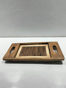 Plateau de service en bois d'acacia poli fait à la main, avec sections séparées pour le fromage, les desserts et la salade, vente chaude - Product Image 3