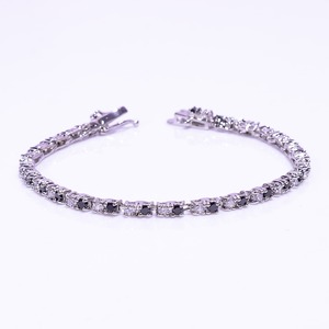 Women's S925 Silver Rhodium Plated Tennis Bracelet Round Brilliant Cut Diamond Prong Setting Classic Everyday Wear - Product Image 1