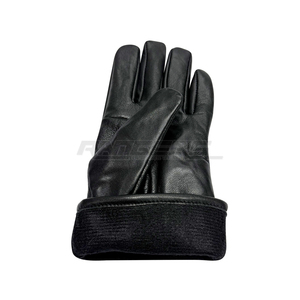 Gants en cuir noirs pour femmes, longueur poignet, style uni, usage quotidien, doublure polaire douce, gants d'hiver de marque, vente en gros - Product Image 2