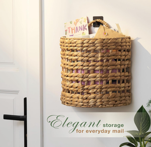 Water Hyacinth Woven <b>Wall</b> Hanging Decorative <b>Storage</b> <b>Basket</b> for Kitchen Garage Living Room Bathroom Books <b>Storage</b> - Product Image 2