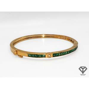 Brazalete de Plata de Ley 925 Hecho a Mano con Esmeraldas y Circonitas, Chapado en Oro de 18k, para Mujer - Product Image 5
