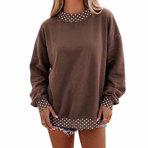 Sweat-shirt décontracté en coton à pois pour femme, imprimé NYC, coupe classique, pour l'automne, avec appliqué - Product Image 5