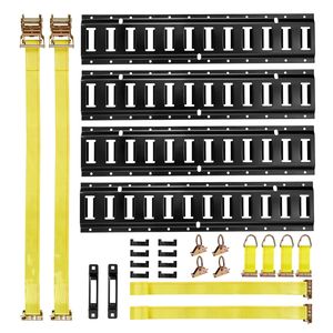 Kit 4 Pezzi Binario E-Track da 60 cm con 20 Accessori - 2 Cinghie a Cricchetto, 4 O-Ring, 4 Anelli a D per il Controllo del Carico - Product Image 1