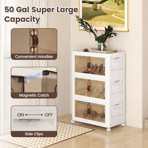 Stackable <b>Storage</b> <b>Bins</b> with Lockable Wheels for Cabinet Organizers - Product Image 6