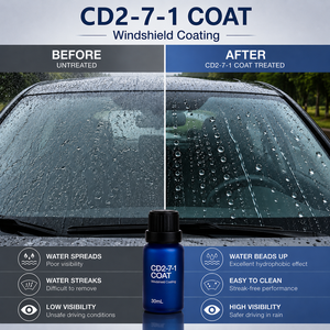 น้ำยาเคลือบกระจกนาโนเซรามิก CD2-7-1 ขนาด 30 มล. พร้อมสูตรกันน้ำแบบ Super Hydrophobic สำหรับดูแลกระจกรถยนต์ในอุตสาหกรรม OEM - Product Image 2