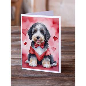 Bernedoodle My Valentine Whimsical A7 Size 5x7 Blank Note Cards Pack de 8 avec enveloppes Cartes de vœux - Product Image 2