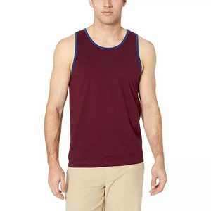 Camiseta Deportiva de Alta Calidad para Verano, Secado Rápido, Cuello Alto, para Gimnasio, Color Borgoña, Algodón, para Correr, 2025 - Product Image 1