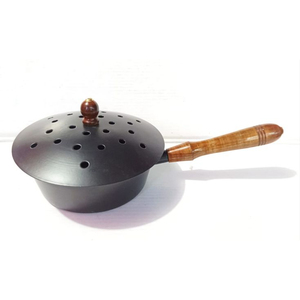 Quemador de incienso árabe artesanal de metal con mango de madera, soporte de hierro tradicional con recubrimiento de polvo negro para Oud - Product Image 1
