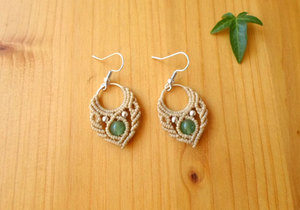 Excellente Qualité Vintage Chandelier Macramé Boucles d'oreilles créoles Perles en laiton Petites perles Cordon fait main Plaqué argent Tendance - Product Image 2