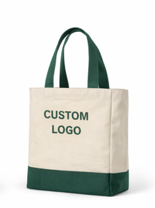 Custom Logo <b>Canvas</b> Tote <b>Bag</b> <b>Large</b> Size Green Handle Daily Shopping <b>Bag</b> - Product Image 5
