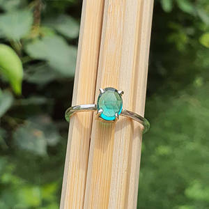 Anillos apilables de apatita de neón verde minimalistas de Plata de Ley 925 originales finos al por mayor anillos de oro de plata 925 populares hechos a mano - Product Image 4