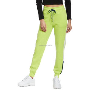Pantalones Cargo de Forro Polar Verde Lima para Mujer, con Franja Lateral Blanca, Cintura Elástica Media, Corte Regular, Largos, Formales, Transpirables para Primavera - Product Image 4