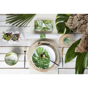 Set di 4 ciotole decorative in ceramica Excelsa, colore verde fogliame - Product Image 4