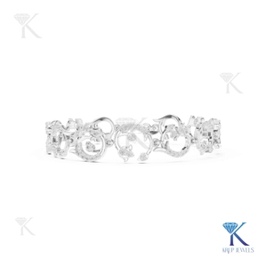 Luxury Lab Grown Diamond Filled Round Brilliant Cut Ornate Scroll Bracelet 14K <b>Solid</b> <b>Gold</b> Fine Unisex Vintage Jewelry Gift Party - Product Image 6