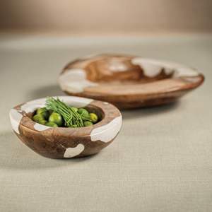 Bol en bois et résine écologique et durable, artisanat en bambou et en bois pour servir les repas - Product Image 1