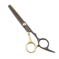 Black and Gold Professional Hair Cutting Thinning Shears Hairdressing Comb Standard Scissors <b>Set</b> Scissors Kit - Product Image 1