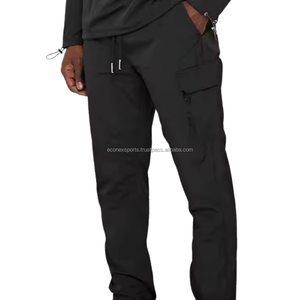 Chándales de algodón negro para hombre de calidad superior patrón sólido personalizado de fábrica bolsillos de carga de nailon ecológicos ropa deportiva - Product Image 6