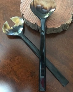 Cuillère personnalisée en corne de buffle avec manche courbé, ustensile de cuisine personnalisable avec cuillère en corne de buffle polie pour café et thé - Product Image 2