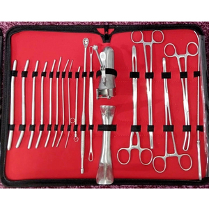 Kit d'instruments gynécologiques assortis de 18 pièces : Dilatateurs, forceps, sondes et spéculums de qualité OR - Product Image 1