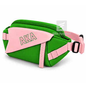 Sac banane personnalisé Alpha Kappa Alpha Sorority avec logo brodé sur le devant, fermeture éclair verte et rose, usage quotidien décontracté pour femme - Product Image 4