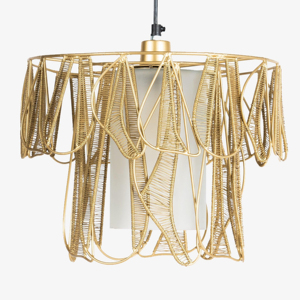 Lampe suspendue en fer finition or, design exclusif, très appréciée, forme et taille personnalisées, design en fil métallique - Product Image 1