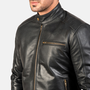 Veste en cuir véritable noir de haute qualité pour homme, fermeture éclair, 100% cuir, chaude, prix bas - Product Image 6