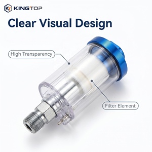 AF-02 Mini Air Spray Gun Water Oil Separator Filter, High-Performance Pneumatic Tail Gas Line Inline Moisture Trap with Clear Ho - Product Image 1