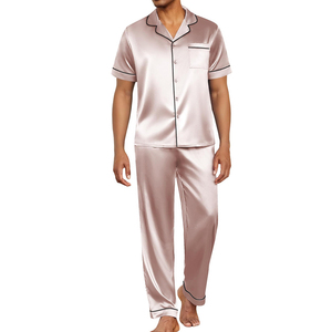 Conjunto de pijama de satén de lujo para hombre de alto rendimiento con bolsillos, cómodo de llevar, traje de dormir para hombre. - Product Image 1