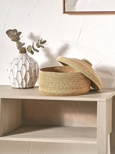 Panier rond à couvercle en jonc de mer naturel Pacific Lifestyle, fait main, pour rangement, vente en gros, écologique, fabriqué au Vietnam - Product Image 4