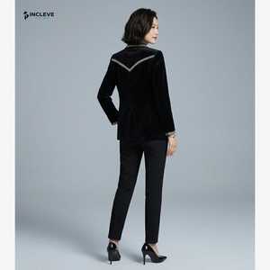 Luxury Black Velvet Blazer with <b>Rhinestone</b> Trim – Women’s Formal Party <b>Jacket</b>, Elegant Evening Blazer, Designer - Product Image 1