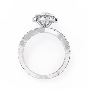 Bague Halo en Or Massif 18K avec Diamant de Laboratoire Taille Radiant de 1,50 Carat Couleur E pour Fiançailles et Mariage - Product Image 6