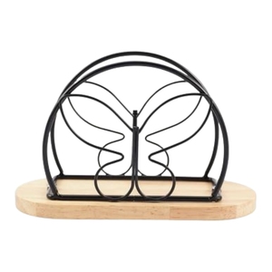 Modern Metal Wire Napkin Holder with Wooden Base Geometric <b>Tissue</b> Dispenser Tabletop <b>Paper</b> Napkin Rack for Restaurant Hotel Home - Product Image 3