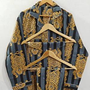 Conjunto de Pijama de Algodón Estampado para Mujer, Diseño Dulce, Ligero, con Cintura Elástica, para Primavera/Verano - Product Image 1