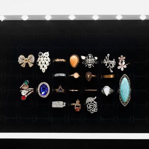 Full <b>Mirror</b> Wooden Floor 1 Shelf 3 Color LED <b>Mirror</b> Lamp 8 <b>White</b> Interior Beads Jewelry Storage <b>Mirror</b> Cabinet - Product Image 4