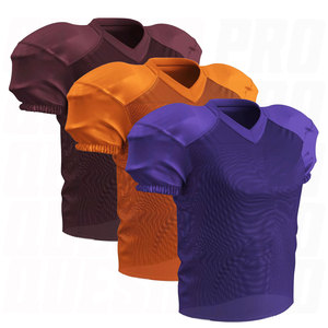 Camiseta de práctica de fútbol americano personalizada para hombre, ropa deportiva de poliéster de malla transpirable, mangas de doble capa, uniforme de equipo con cuello en V - Product Image 1