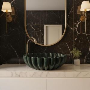 Cuenco de Flores de Mármol Verde Tallado a Mano, Cuenco Decorativo de Piedra Natural, Lavabo de Lujo para Baño, Decoración del Hogar - Product Image 3