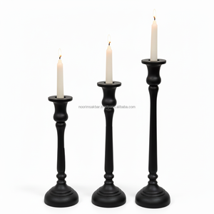 Fabricant de bougeoir en aluminium de forme ronde enduite de noir de qualité supérieure faite à la main pour toutes les occasions et la décoration de mariage - Product Image 1