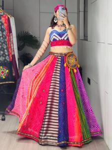 Designer Multicolour With Lace And Artificial Kodi Work And <b>Paper</b> <b>Mirror</b> Work Navratri Special Lehenga Choli Ready To Wear Set - Product Image 1